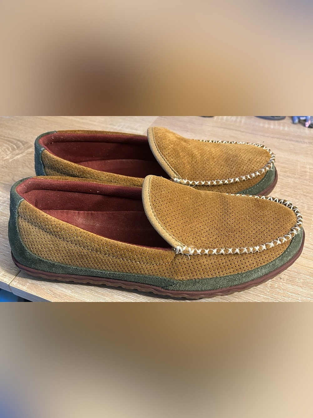 L.L. Bean Men's Suede Hard Bottom Mountain Slip On Loafer Slippers - Size 9